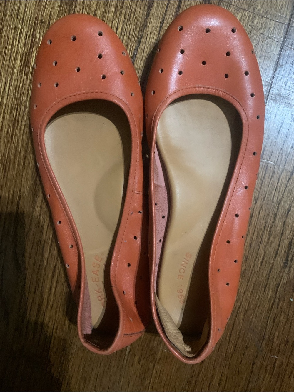 Kork-Ease Coral Perforated Leather Ballet Flats